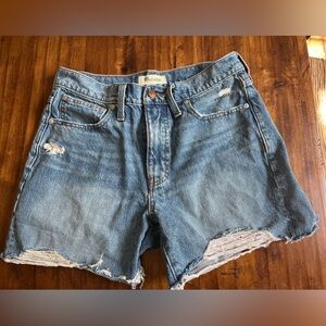Madewell Mid Length Distressed Denim Shorts
